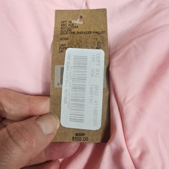 Cremieux Womens One Shoulder Bow Pink Swimsuit Sz L Pastel Barbiecore Soft Girl - Picture 10 of 14